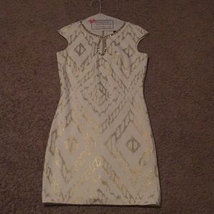Cream and gold cocktail dress 6